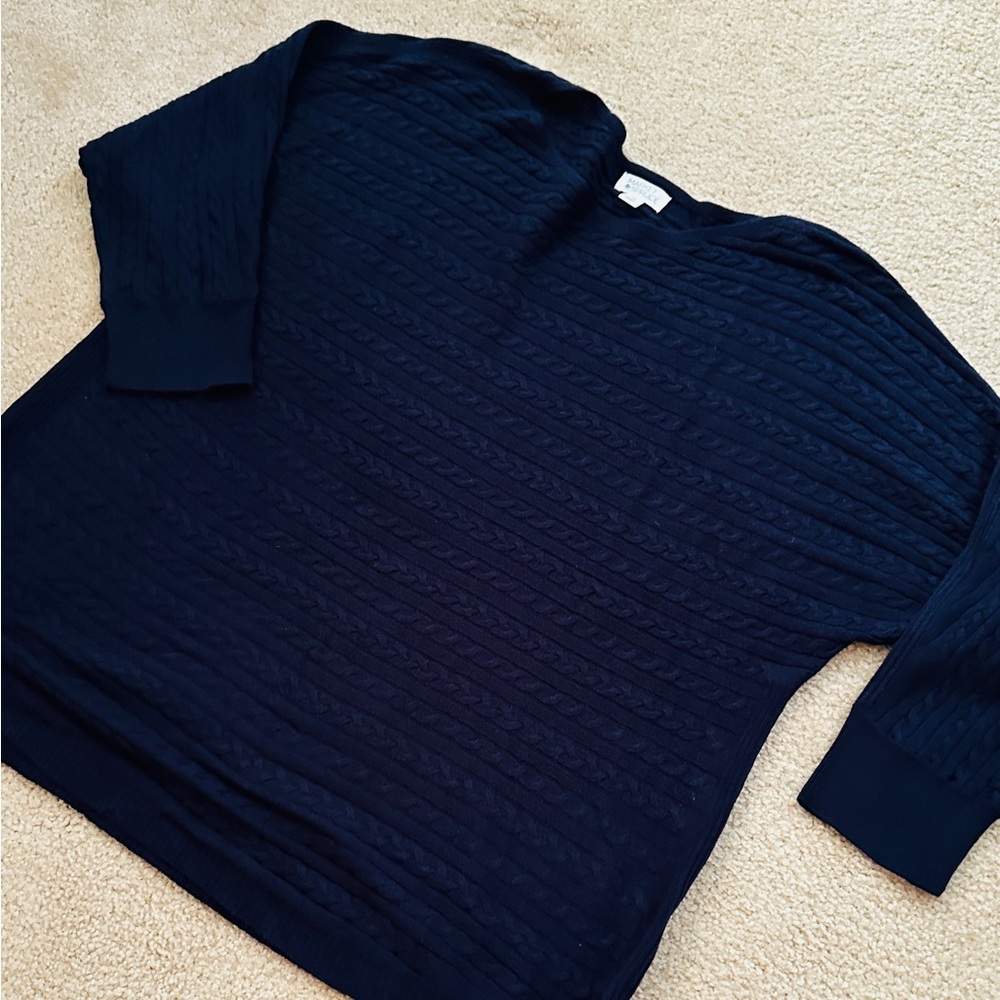 SALE $15 Market & Spruce Navy Cable Knit Sweater - Picture 3 of 7